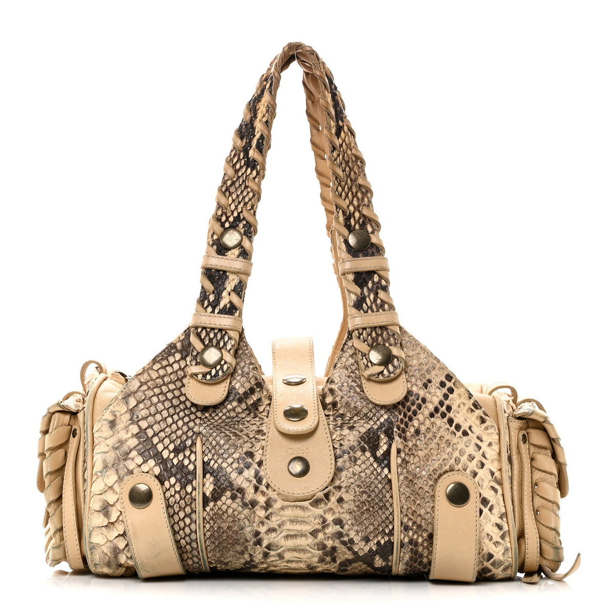 Snakeskin Silverado Shoulder Bag Beige