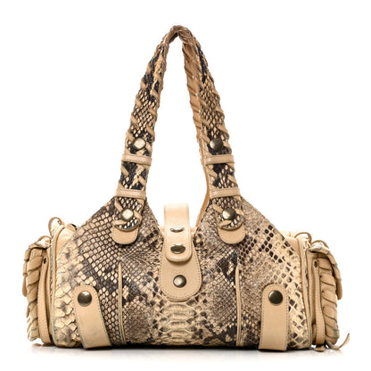 Snakeskin Silverado Shoulder Bag Beige