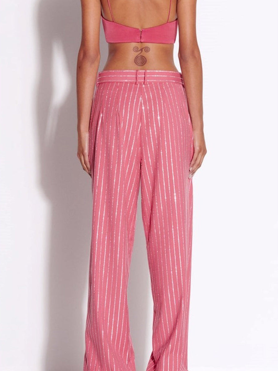 Bethany Crystal Pinstripe Blazer Set