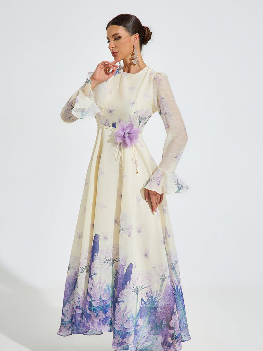 Halle Lilac Bloom Chiffon Maxi Dress