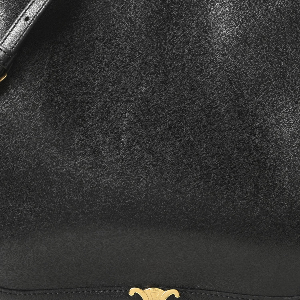 Shiny Lambskin Soft Triomphe Besace Bag Black