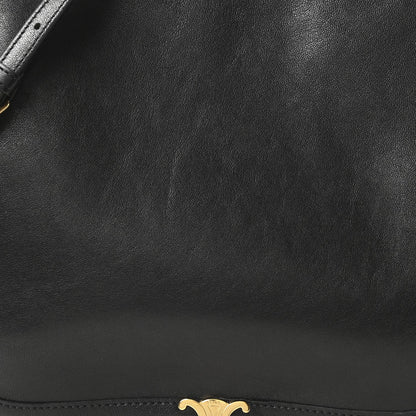 Shiny Lambskin Soft Triomphe Besace Bag Black