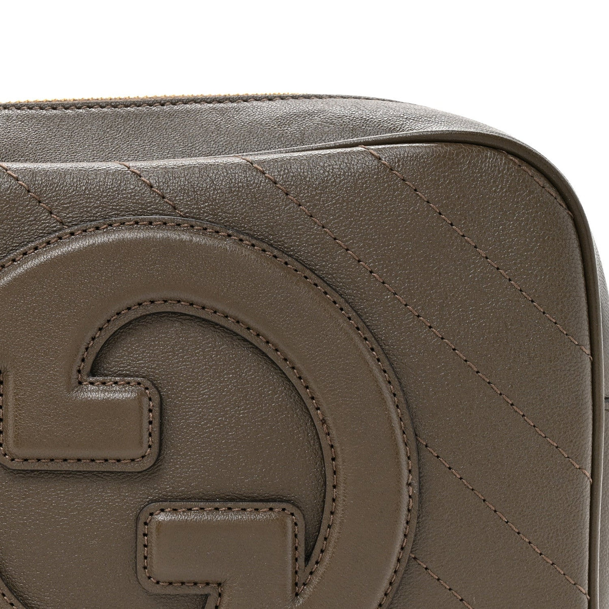 Sakai Be Green Calfskin Diagonal Stitched Small Blondie Shoulder Bag Craclet Brown