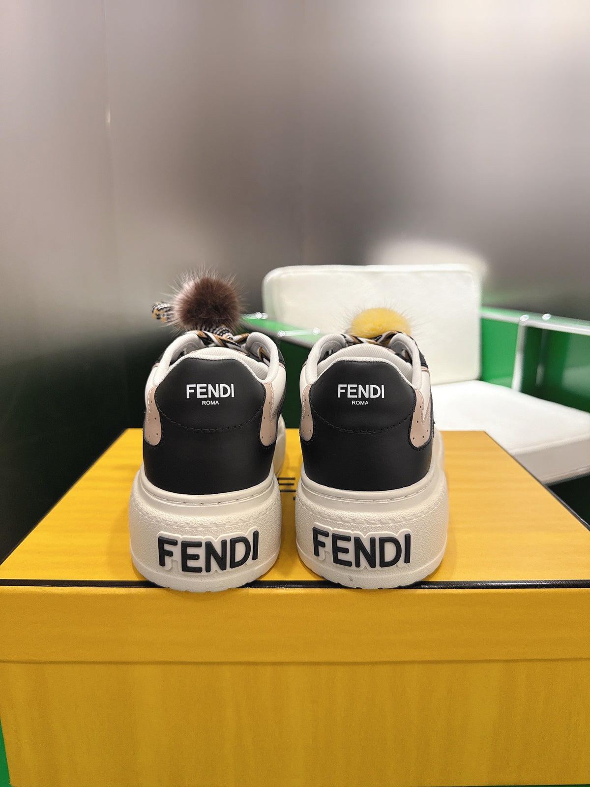 Fendi 2025 Match Platform Sneakers Black Leather 562576