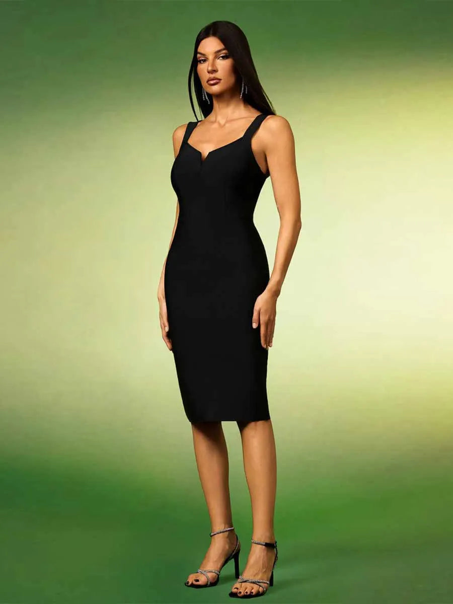 Eloise Sleeveless V-Neck Bandage Midi Dress