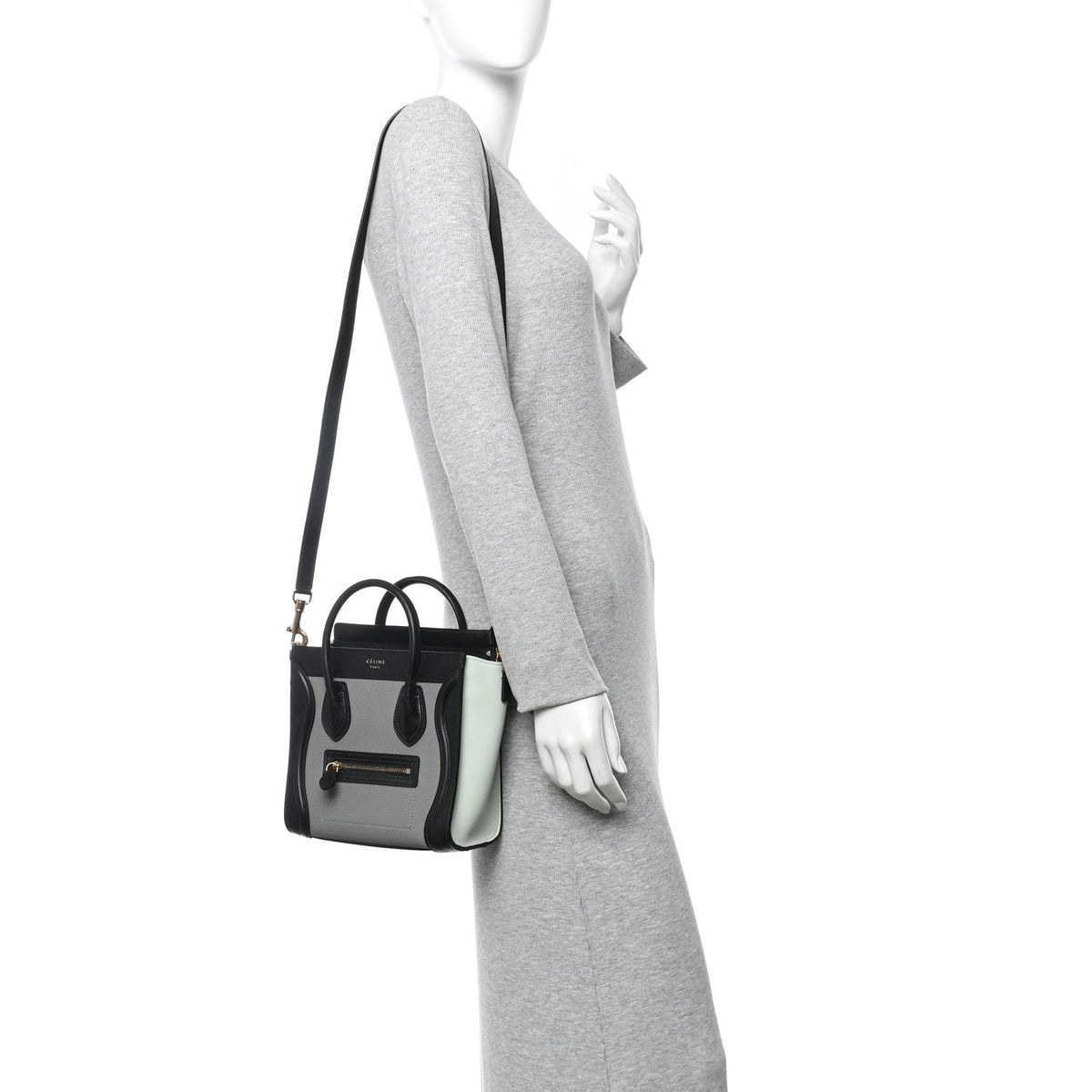 Baby Grained Calfskin Nano Tri-Color Luggage Zinc Almond