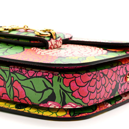 X KEN SCOTT New Shangai Calfskin Pomponica Print Horsebit 1955 Shoulder Bag Multicolor Fuxia Pompon