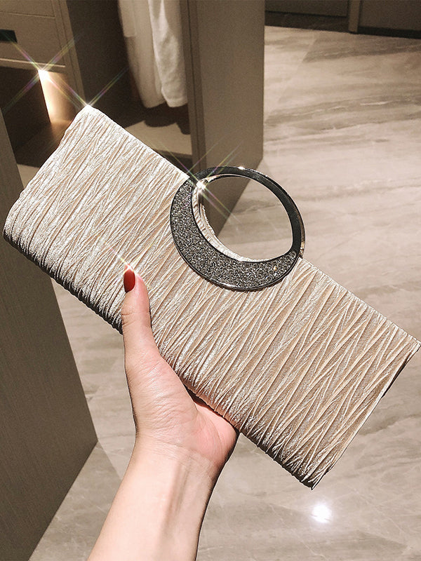 Hollow Pleated Rhinestone Sequined Banquet Handbags
