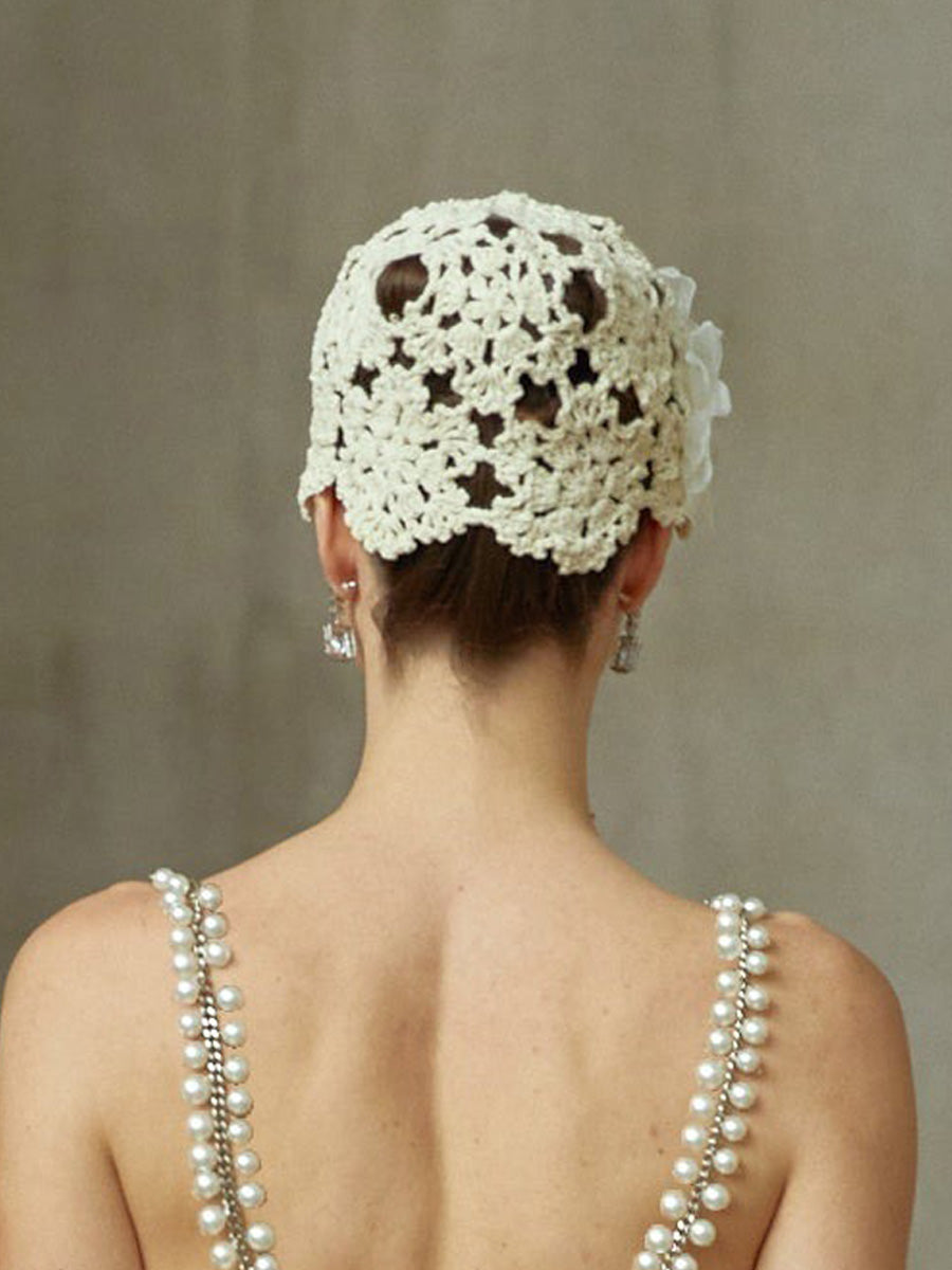 Thea Floral Crochet-Knit Bucket Hat