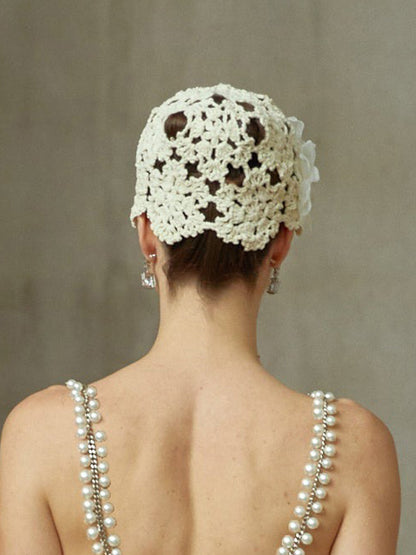 Thea Floral Crochet-Knit Bucket Hat
