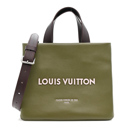 Calfskin Mini Shopper Tote Khaki Green