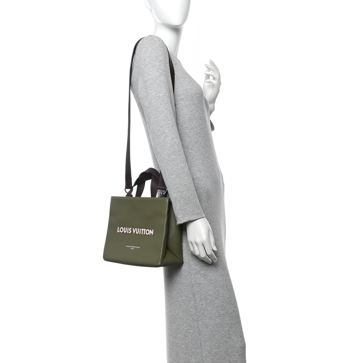 Calfskin Mini Shopper Tote Khaki Green