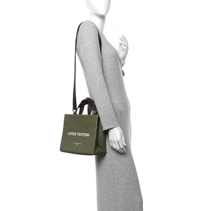Calfskin Mini Shopper Tote Khaki Green