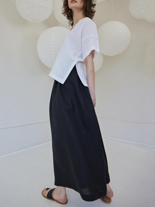 High Waisted Loose Pleated Pockets Solid Color Casual Pants Bottoms