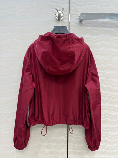 Miu 26s Hooded Jacket Red Polyamide 346203