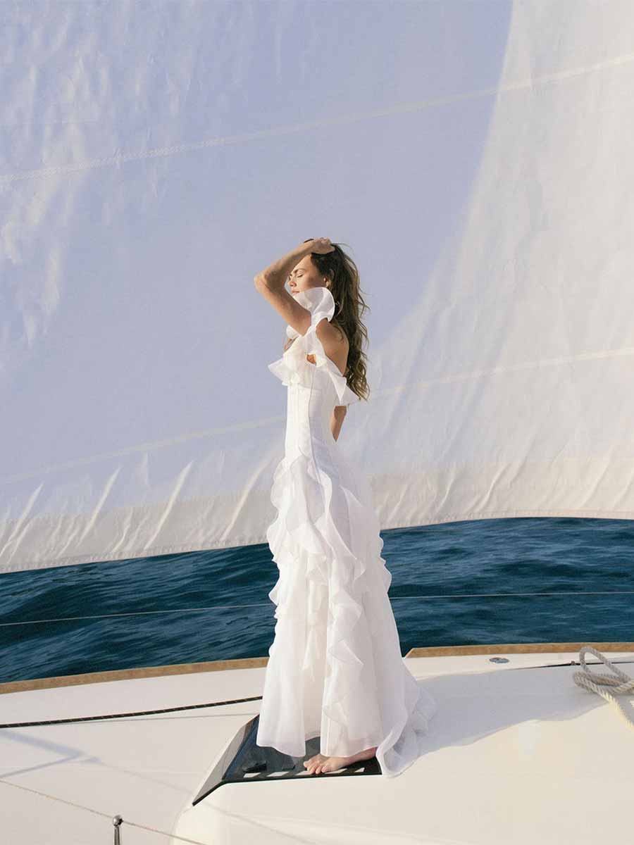 Elena One-Shoulder Ruffled Maxi Dress