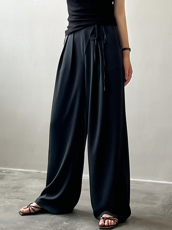 Urban Wide Leg Bandage Solid Color Pants