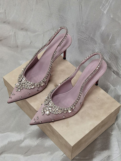 Daisy Crystal Closed-Toe High-Heeled Sandals