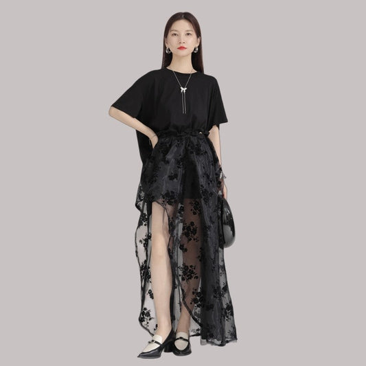 Lace Front Short Back Long Skirt