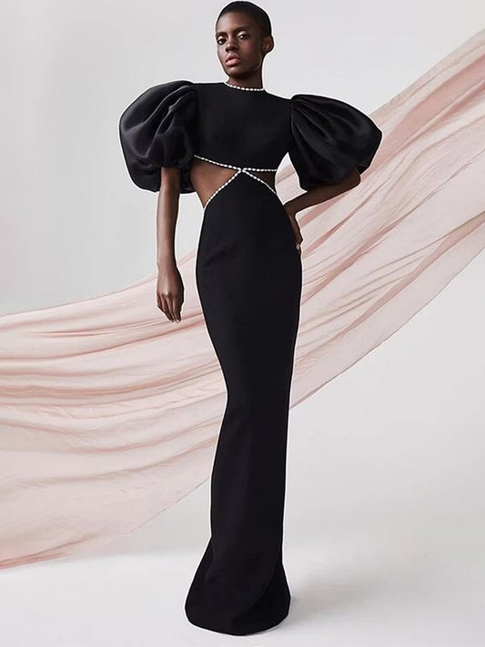 Luciana Bow-Back Cutout Maxi Dress