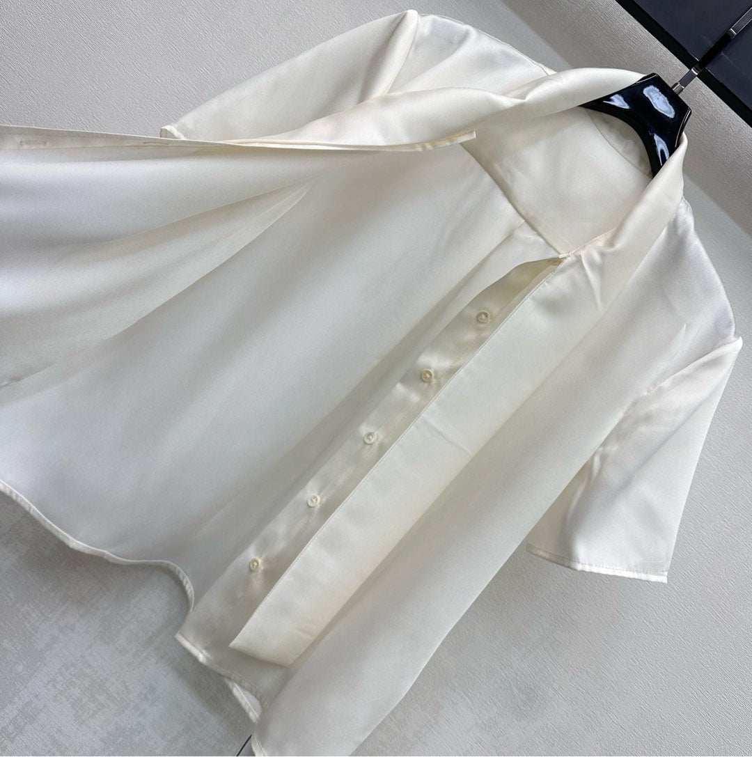 Celine Tie-neck Silk Blouse Ecru Mulberry Silk 351863