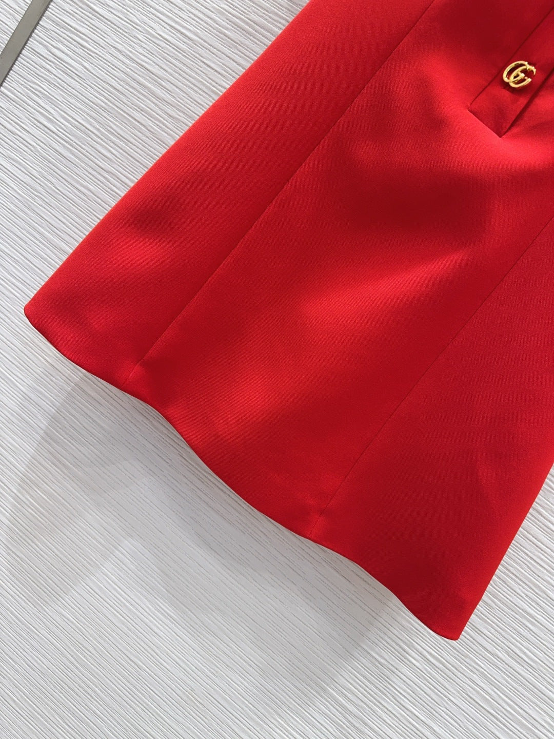 GG Crêpe Dress With Double G Button Red Wool 346689