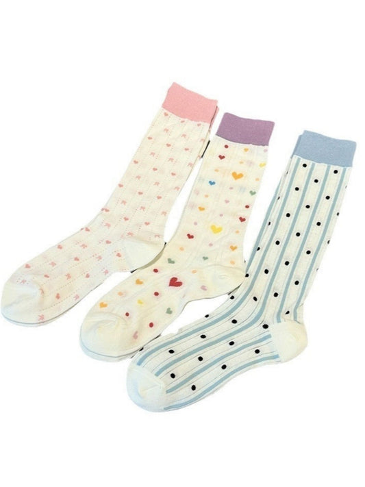Rufia - Cute Breathable Mid-calf Socks with Polka Dot