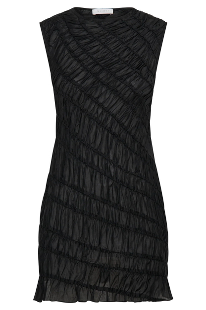 Adella Gathered Mini Dress - Black