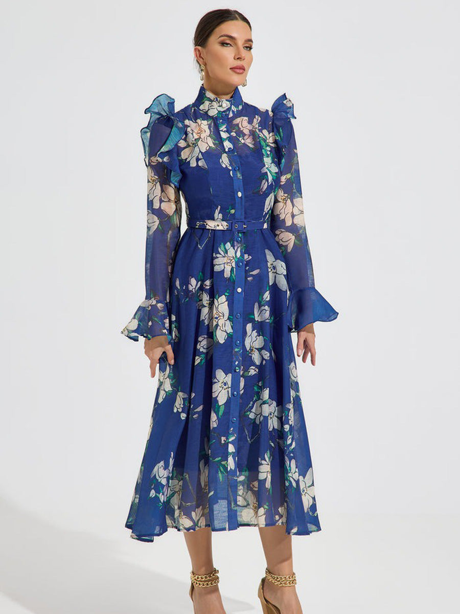 Elizabeth Bloom Chiffon Midi Dress