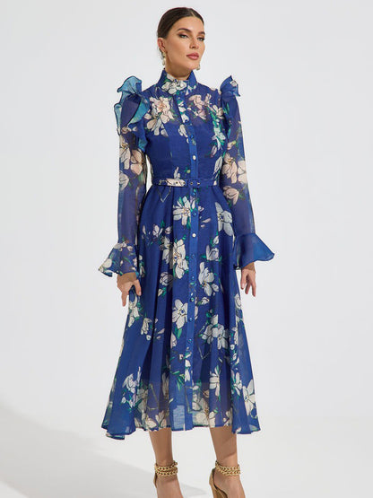 Elizabeth Bloom Chiffon Midi Dress