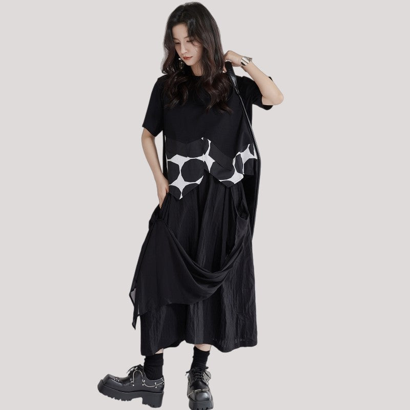 Pleated Asymmetric Skirt Pants