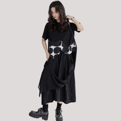 Pleated Asymmetric Skirt Pants