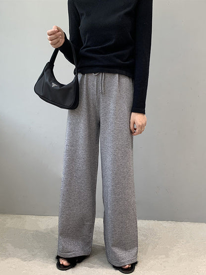Simple Casual 3 Colors Knitting Wide-Leg Pants