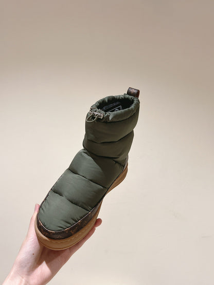 LV Cloud Ankle Boot Sneaker Olive Green Nylon Monogram Canvas
