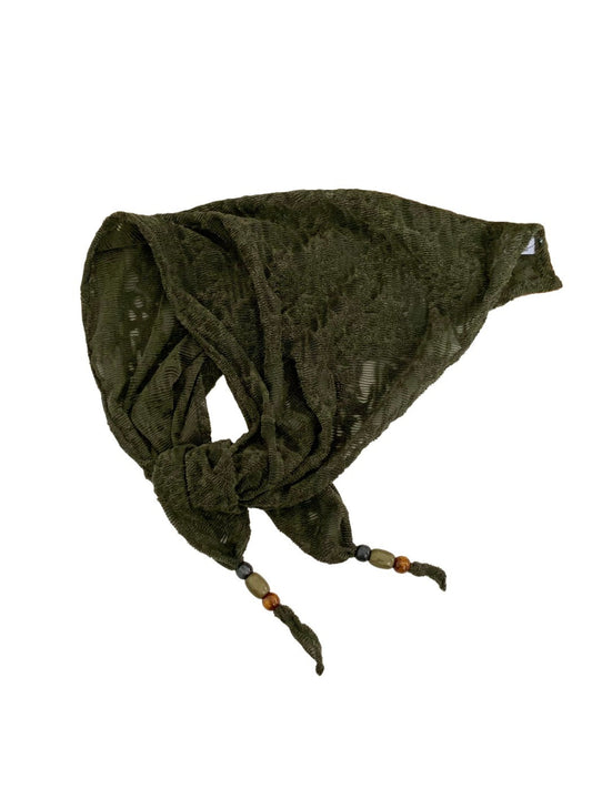 Scarvii - Korean Style Scarf Shawl with Wood Bead Trim