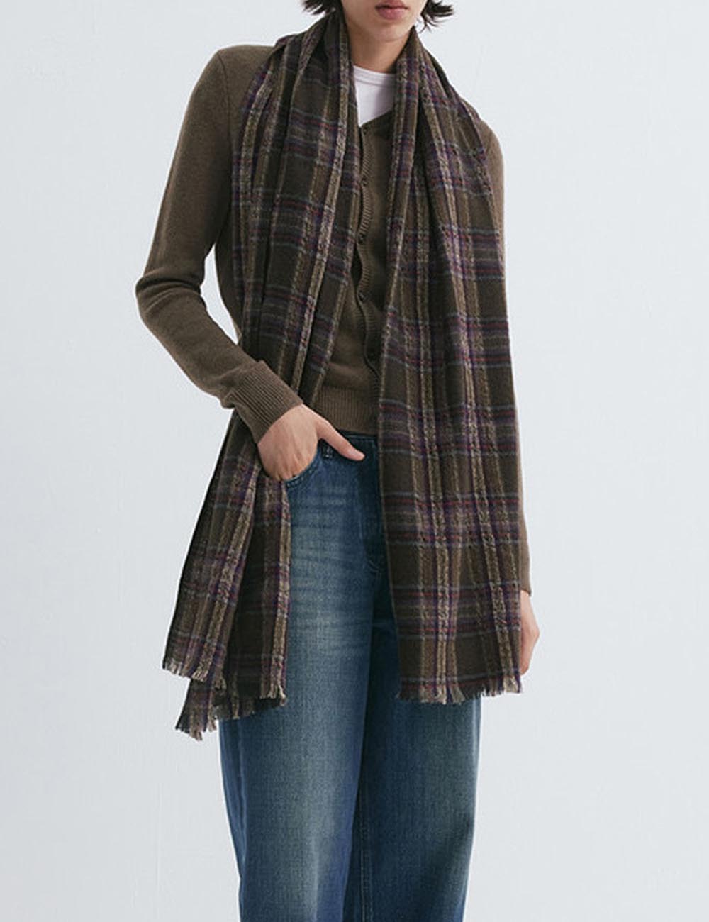 Vintage Checked Winter Soft Tassel Scarf