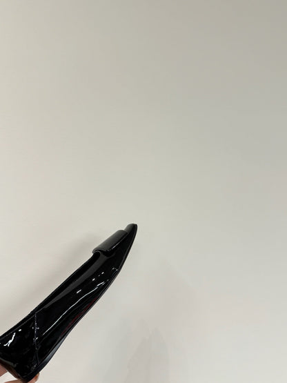 POPPY BALLET FLATS IN BLACK GLOSSY LAMBSKIN