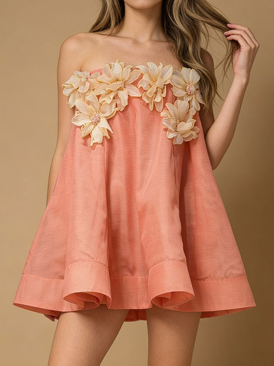 Valentina 3D Floral Patchwork Mini Dress