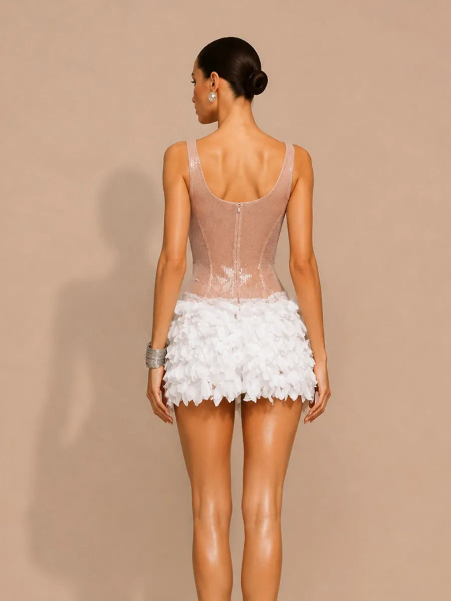 Liliana Chic Contour Sequin Petal Mini Dress