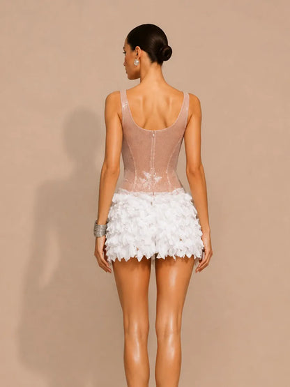 Liliana Chic Contour Sequin Petal Mini Dress
