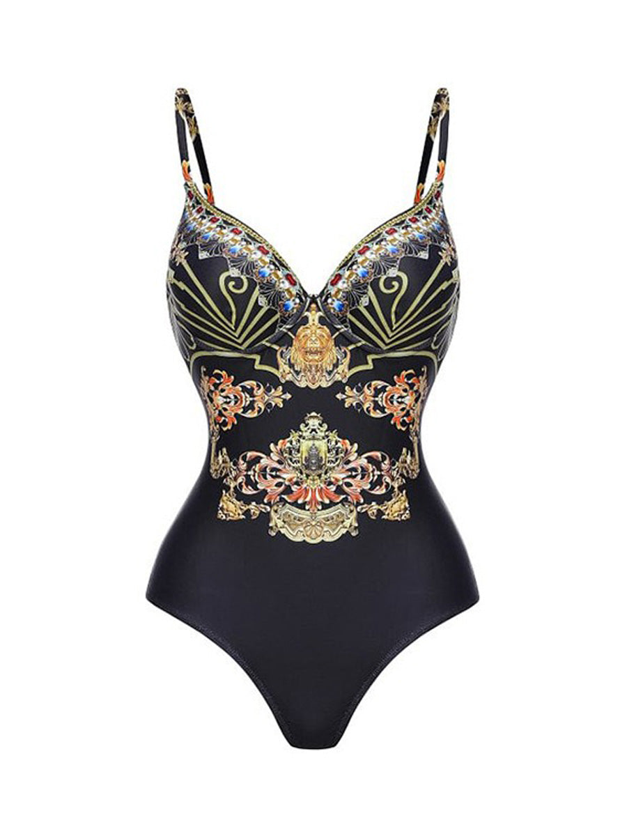 Alora Gold Printed Swimsuit Set