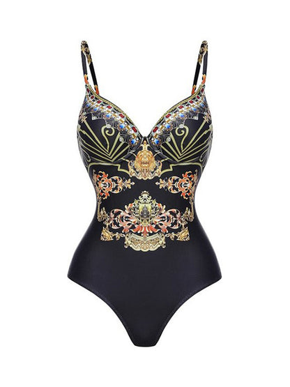 Alora Gold Printed Swimsuit Set