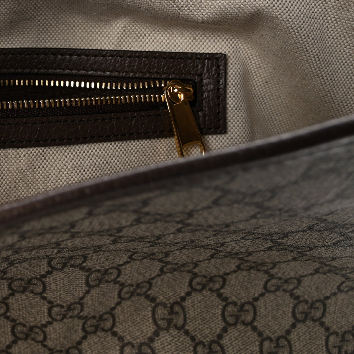 GG Supreme Monogram Textured Dollar Calfskin Web Large Ophidia Bucket Shoulder Bag Beige Ebony New Acero
