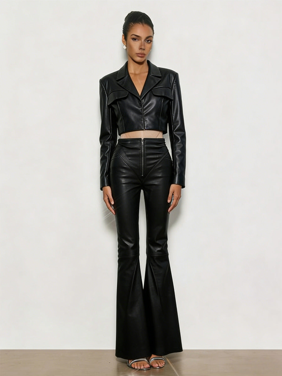 Maya Faux Leather Two Piece Set