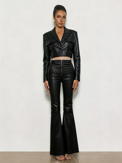 Maya Faux Leather Two Piece Set
