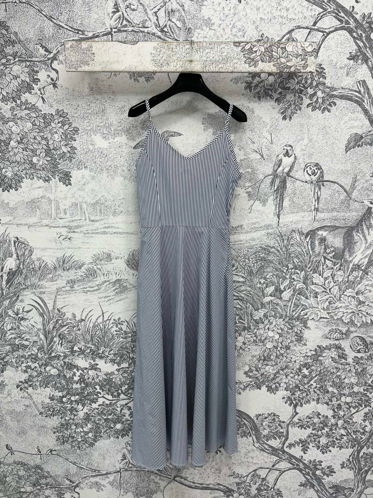 YSL 25 Suspender Striped Dress Blue mix White Cotton