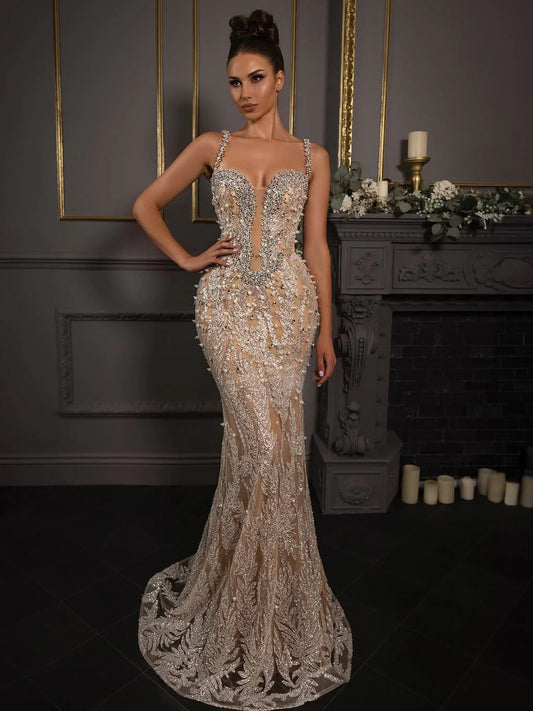 Nails Diamond Nails Pearl Hip Evening Dress
