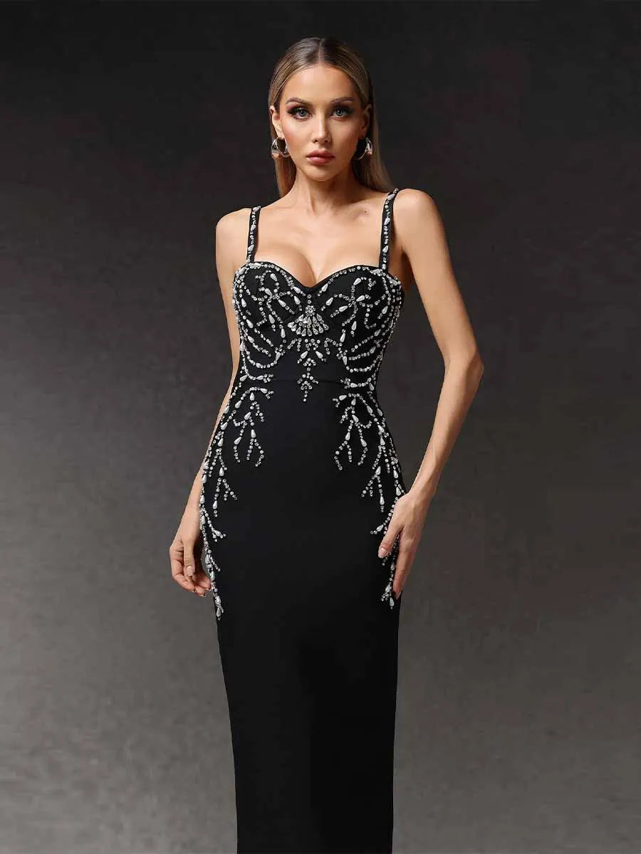 Fiona Sleeveless Diamond Bandage Maxi Dress