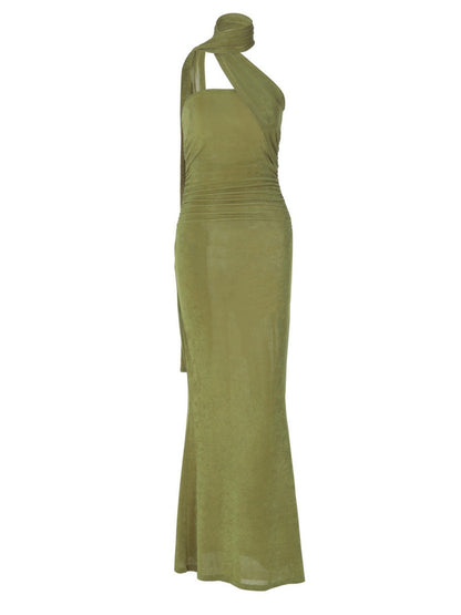 Vyxaris Strapless Ruched Draped Maxi Dress