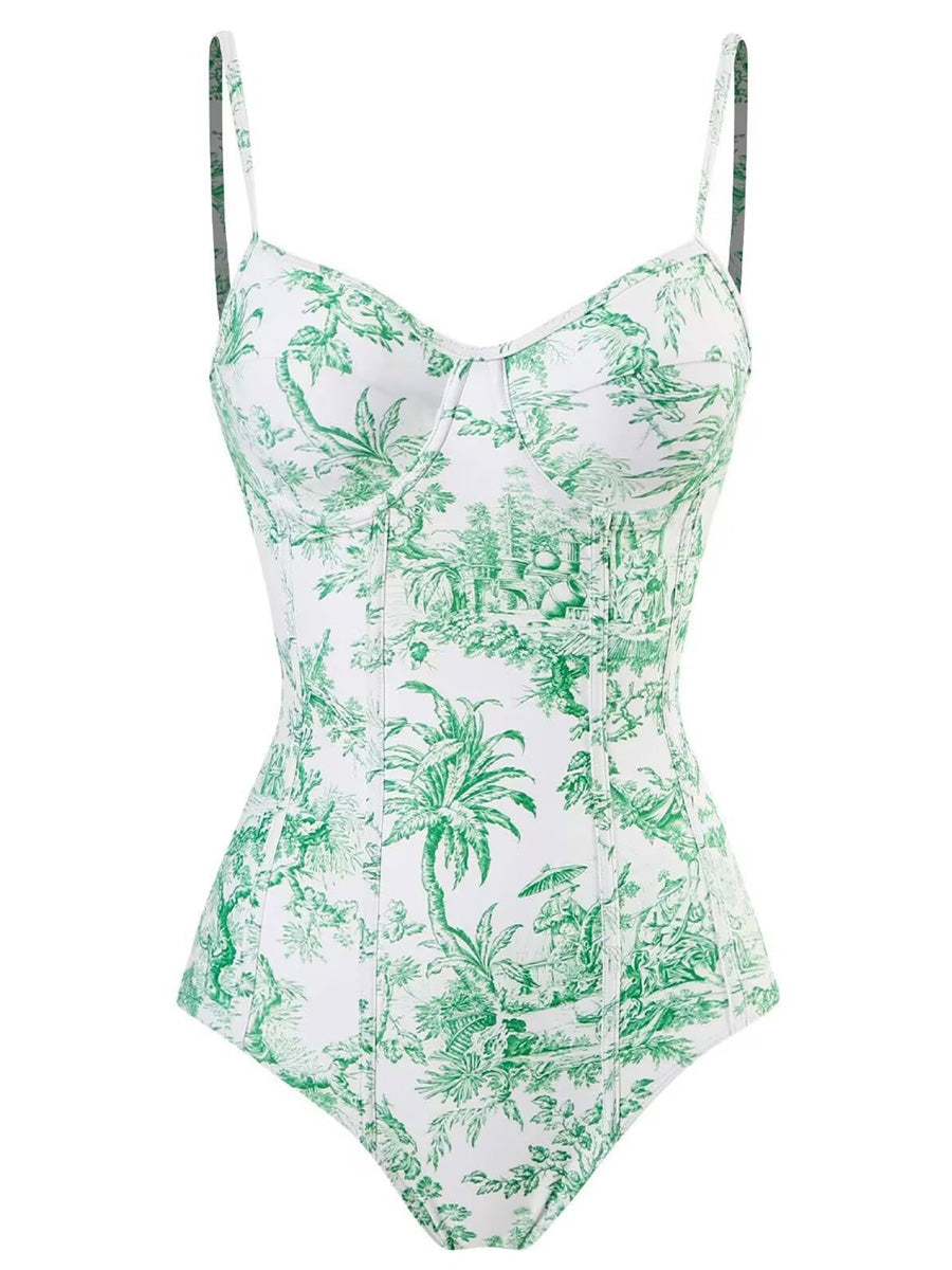 Isla Retro-Print Swimsuit Set